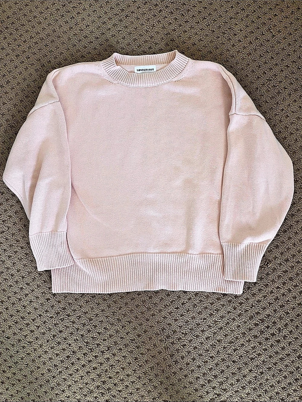 Sonderhaus Cotton Gwendolyn Sweater in Blush - Small